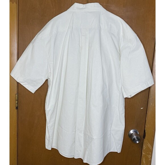 LL Bean Sunwashed Canvas Button Shirt Traditional Fit Short Sleeve Mens XL Cream - Picture 3 of 6